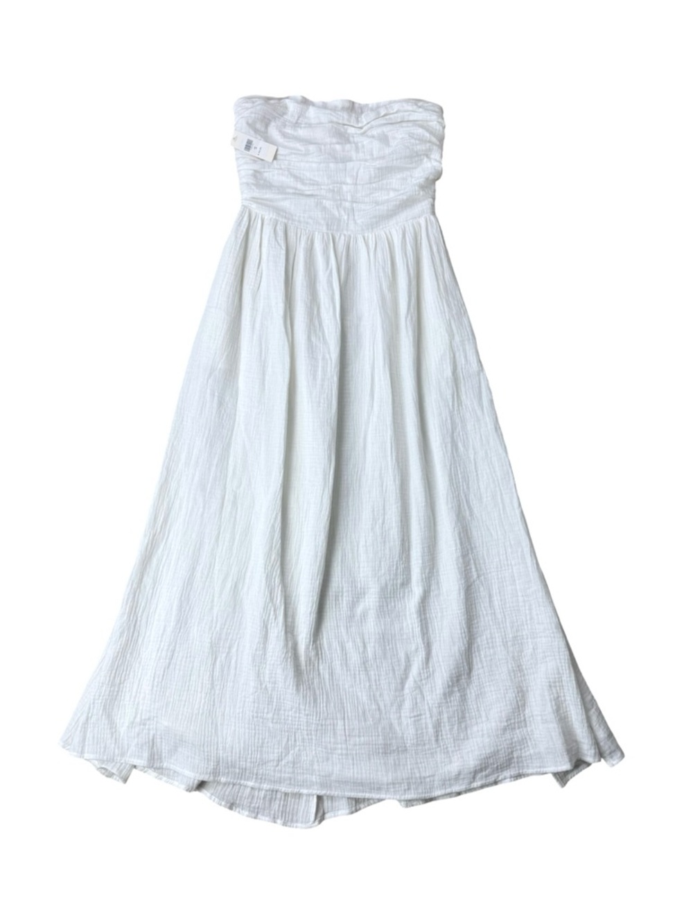 Anthropologie Charlie Holiday White Cotton Gauze Strapless Midi Dress Size 6 NWT - Picture 2 of 10
